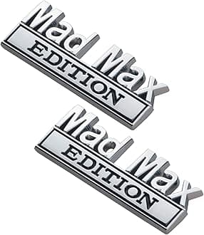 EmbRoom 2PCS Mad Max Edition Car Decal Emblem 3D Letters Badge Truck Adhesive Conservative Stickers, Funny Decals Adhesive Letters Fit for Vehicle, Truck, SUV, Door Decoration (Silver Black)