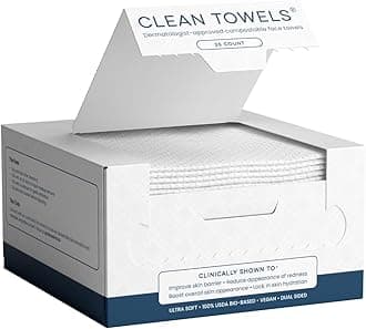 Clean Skin Club Clean Towels®, 100% USDA Biobased Face Towel, Disposable Face Towelette, Eczema Association Accepted, Makeup Remover Dry Wipes, Ultra Soft, 1 Pack, 25 Ct