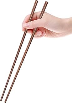 GLAMFIELDS 12 Inches Long Wenge Wood Chopsticks for Hotpot Reusable Chinese Style Chopsticks Kitchen Chop Sticks 2 Pairs