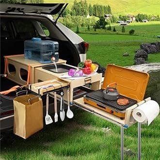 Jagahaha Ultimate Overland Kitchen - All-in-One Camp Kitchen Box with Washing, Chopping, and Cooking Features - Quick 30 Second Set Up - Perfect for Overland Adventures!