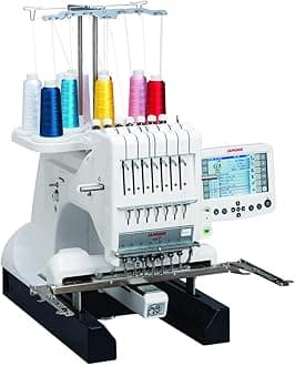 Janome Embroidery Machines - MB7 Heavy Duty Computerized Embroidering and Quilting Machine for Beginners to Experts, Multi Needle Embroidery Machine with 5.7" Remote Computer Screen for Stitching