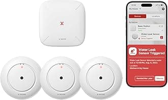 Wi-Fi Water Leak Detector, Smart Sensor Alarm, Detector Alarm With 1700 Ft Transmission Range For Kitchens, Basements, Bathrooms, 3 Detectors & 1 Base Station, Model Sws54