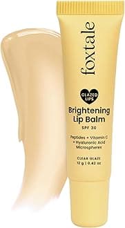 Foxtale SPF 30 Brightening Lip Balm for Dark Lips with Peptides & Vitamin C | Brightens | Hydrates | Tinted Lip Balm - Clear Glaze 12gm