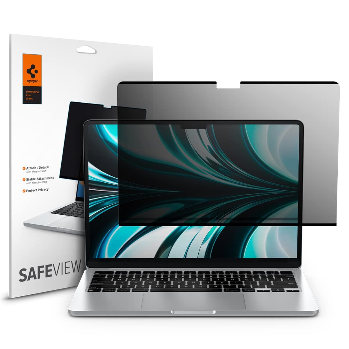 Spigen Privacy Filter Screen Protector [SafeView] designed for Macbook Air 13 inch M5 (2026) / M4 / M3 / M2