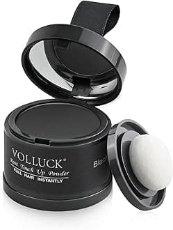 VOLLUCK Root Touch up Powder, Instant Hairline Powder for Thinning Areas and Gray Hair Coverage, Natural and Non-greasy Root Cover up for Women and Men (Black, 0.14 Ounce)