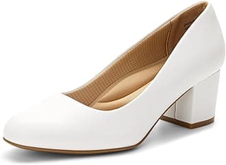 Women's Pumps Low Chunky Block Heel Dress Shoes Closed Round Toe Comfortable Heels