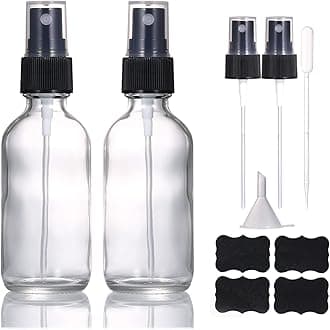 LIYUABU 60ml Clear Glass Spray Bottles,Small Empty Fine Mist Perfume Refillable Reusable Travel Spray Bottle for Essential Oils/Hair/Aromatherapy/Cleaning/Cosmetic with Extra Spray Nozzle(2 Pack)