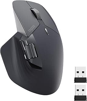 RAPOO MT760 Mini Wireless Bluetooth Mouse, 5.0/2.4 GHz, Rechargeable, Horizontal Scroll, 11 Program Buttons, Connect to 5 Devices Simultaneously, 6 Keys + 2 Rollers Specifications, Ergonomics, 4