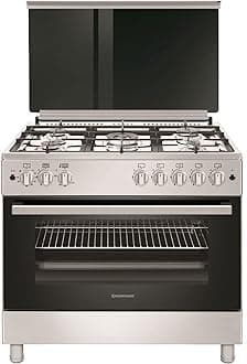 Westpoint 90X60 Cm Freestanding Gas Cooker with 5 Burners Cast Iron Support, Large Capacity Oven with Fan, Grill Function,Timer, Full Safety, Double Glass Oven Door, Auto Ignition, WCLR-9650G0CIID