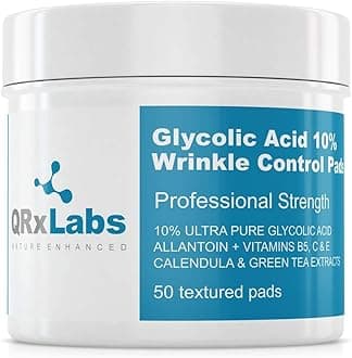 Glycolic Acid 10% Wrinkle Control Pads with 10% Ultra Pure Glycolic Acid, Allantoin, Vitamins B5, C &.