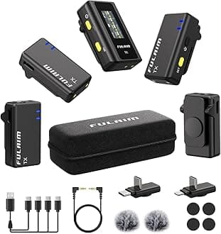 FULAIM X6 Wireless Lavalier Microphones with 4 Transmitter for iPhone, iPad, Android, Camera, Lapel Mic with 48KHz 24Bit, Noise Cancellation for Video Recording, Vlog, YouTube, TikTok
