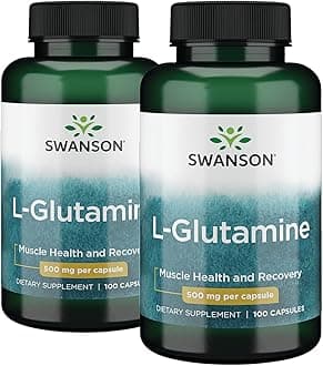 Swanson Amino Acid L-Glutamine 500 Milligrams 200 Capsules 2 Bottles