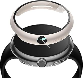 Misxi 2 Pack Hard PC Case with Screen Protector for Pixel Watch 2 (2023) / Pixel Watch 41mm, High Sensitivity Anti-Fall Cover, 1 Starlight + 1 Transparent