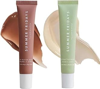 Summer Fridayss Lip Butter Balm, Summer Friday Lip Butter Balm, Nourishing Lip Mask for Instant Moisture, Shine and Hydration, Tinted, Naturally Moisturizes (Sweet Mint+vanilla Beige)