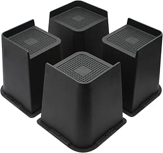 MYMULIKE Bed Risers 6 inch, Oversized Furniture Risers, Heavy-Duty Support Up to 6000 Lbs, Lift 6 inch for Couch, Sofa, Table,Chair (Black 4 Pack, 6 inch)