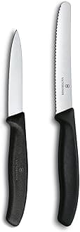 VictorinoxSwiss Classic Paring Knife Set - Includes Exceptional Paring Knife & Utility Knife - Kitchen Knives for Home Essentials - Black Handles, 2-Piece Set