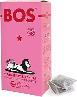 BOS Strawberry & Vanilla Flavoured Organic Rooibos Carton, 50 g, 20 Teabags