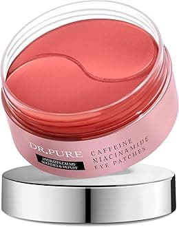 Dr. Pure Under Eye Patches for Puffiness: Dark Circles and Puffy Eyes Treatment Caffeine Eye Mask with Niacinamide Hyaluronic Acid - Smooth Wrinkles Reduce Eye Bags Undereye Gel Pad (30 Pairs)