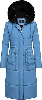 MOERDENG Women's Long Winter Puffer Coat Waterproof Warm Maxi Down Jacket Faux Fur Removable Hood Parka