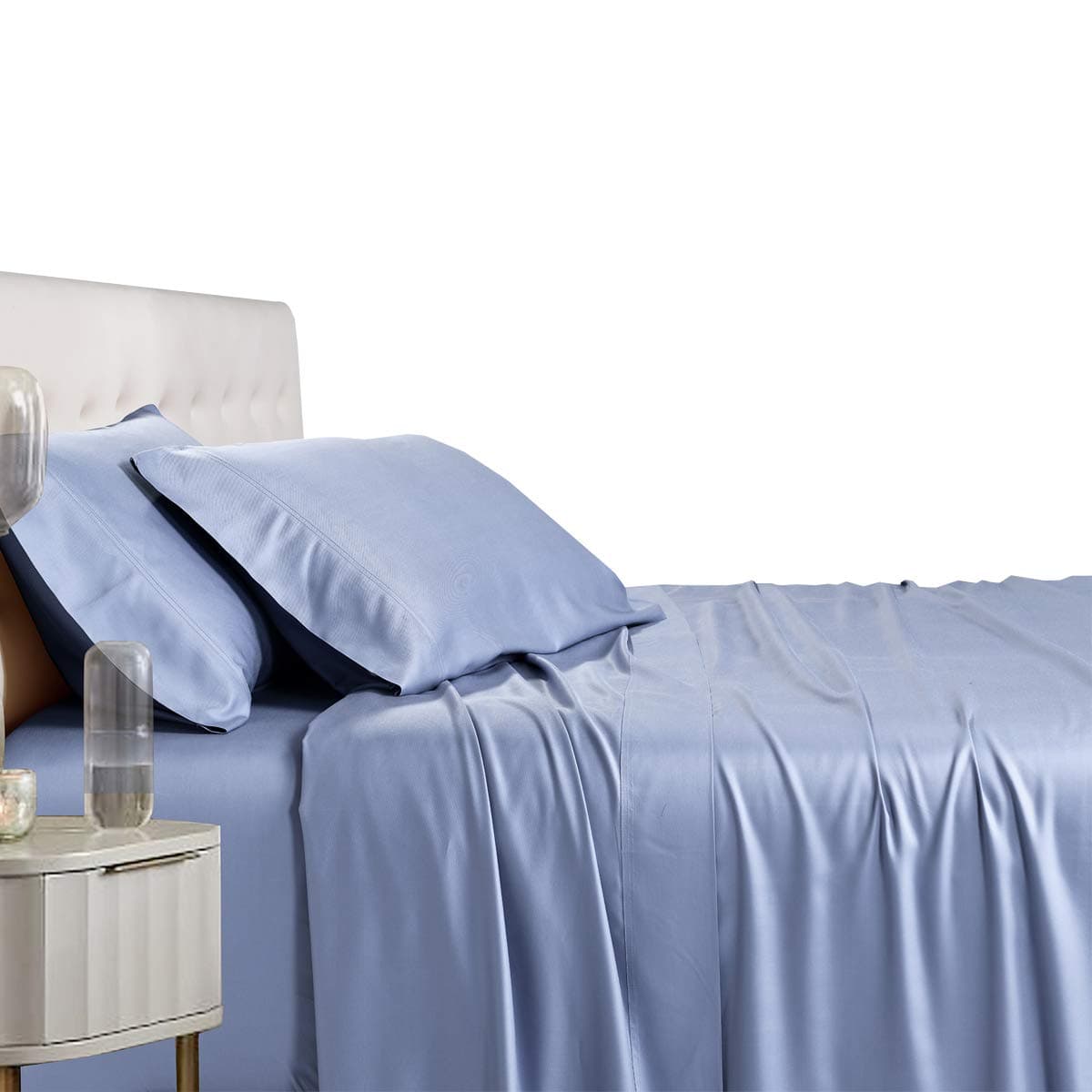 Royal Tradition Viscose from Bamboo Bed Sheets, Queen, Solid Periwinkle, Super Soft and Cool 4PC Sheet Set