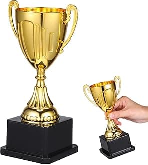 NOLITOY Gold Awards Trophy, Plastic Trophy Cup Rewards Gift Winning Prize for Sports Tournaments Birthday Party Competitions Spelling Bee