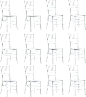 Clear Acrylic Chiavari Chairs, Modern Dining Chairs Set of 12, Accent Event Ghost Chairs for Wedding Party Event Reception