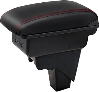 AULPHIKE Compatible with Suzuki S-Presso 2019-2024 Armrest Car Center Console Organizer Armrests Double Layer Storage with 3 USB（Black with Red）