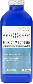 Geri-Care Milk of Magnesia Original Flavor Liquid Laxative, Fast Overnight Relief Saline Laxative, 16 oz, 12 Bottles,