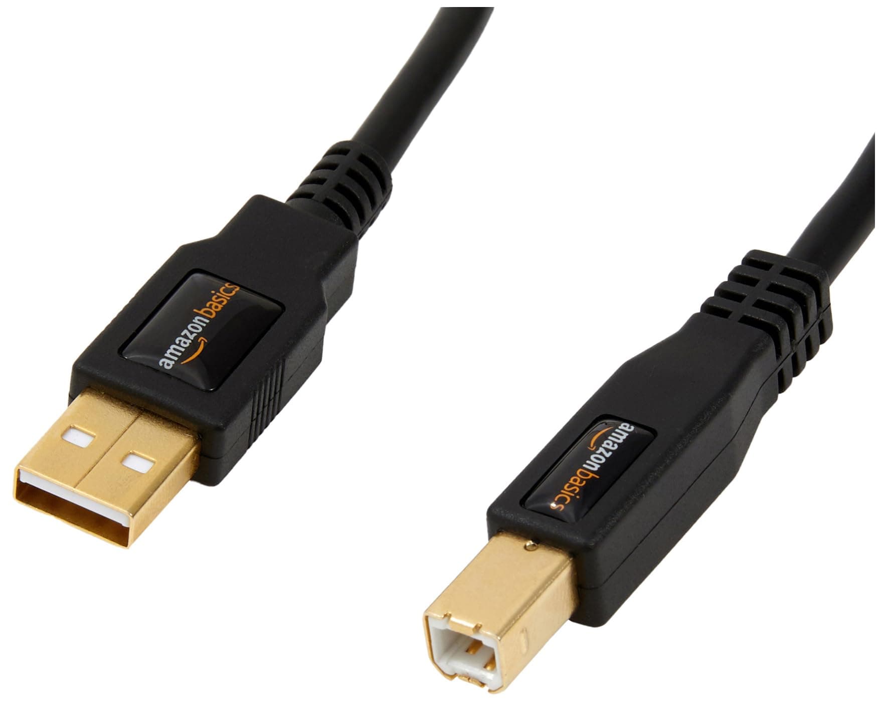 Amazon Basics USB-A to USB-B 2.0 Cable for Printer or External Hard Drive, Gold-Plated Connectors, 11.8 meters, Black