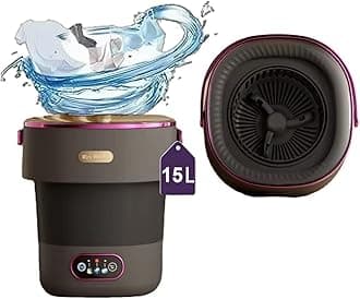 Portable Washing Machine 15L Small Washing Machine and Dryer Underwear, Baby Clothes, Socks, Mini Washing Machine Foldable Washing Machine for Motorhome Travel in Apartment Bedrooms (Black)