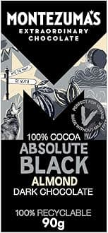 Absolute Black Chocolate With Almonds 90g (Pack of 6)