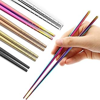 MUYOS Stainless Steel Chopsticks Reusable Multicolor Lightweight 304 Metal Chopsticks Dishwasher Safe - 5 Pairs (Multi)