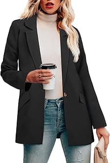 CRAZY GRID Womens Casual Blazer Jacket Long Sleeve Open Front Work Office Blazer Lapel Button Jacket