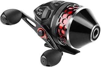 Brutus Spincast Fishing Reel, Easy to Use Push Button Casting Design, High Speed 4.0:1 Gear Ratio, 5+1 SS Ball Bearings, Reversible Handle for Left/Right Retrieve, Includes Monofilament Line.