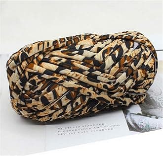 1 PCS Colorful T-Shirt Yarn Knitting Yarn Fabric Crochet Cloth for DIY Knitted Fabric Art (#44 Leopard)