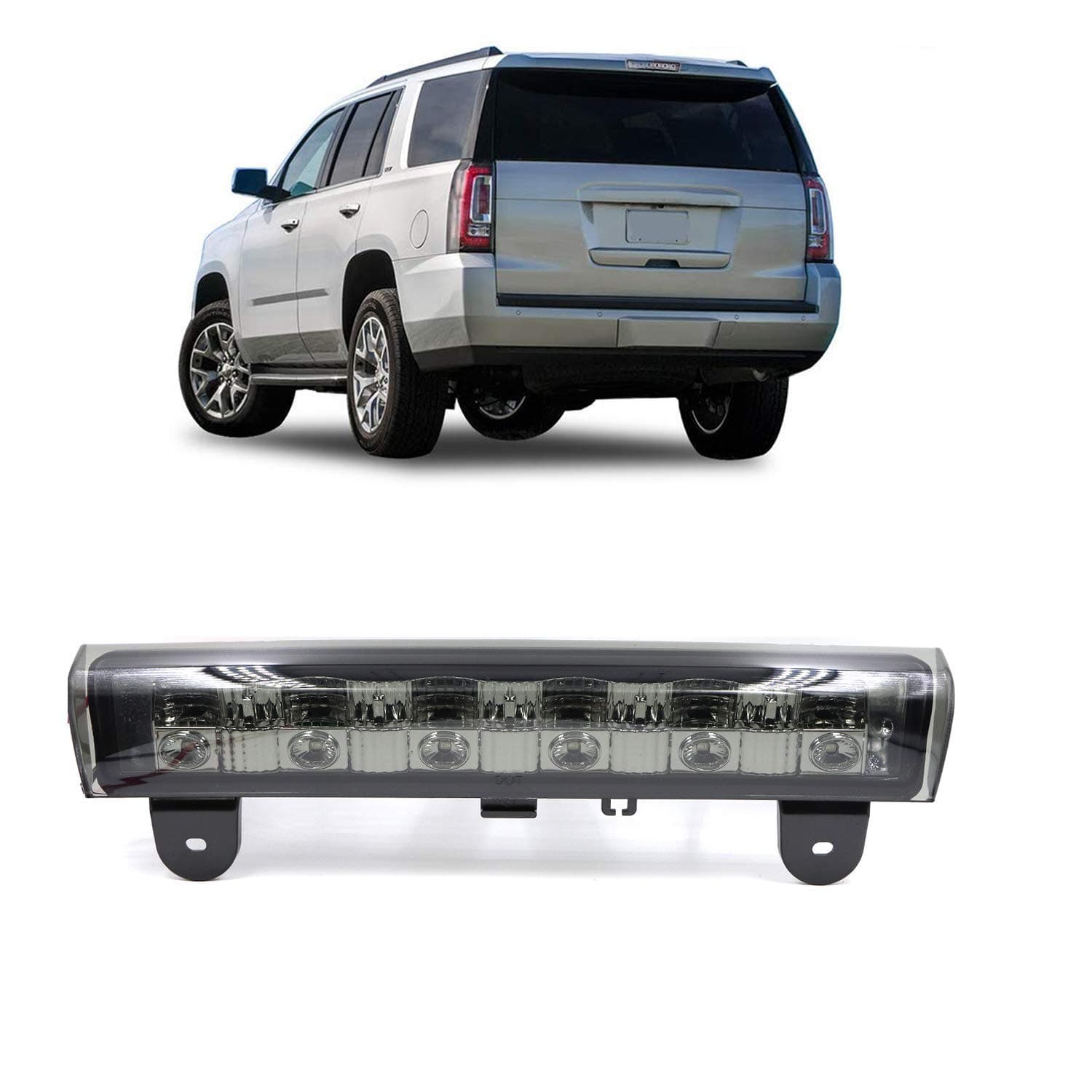 Full LED Third 3rd Brake Cargo Light Center High Mount Stop Light Replace fit for 2000-2006 Chevy Suburban Tahoe (Smoke)