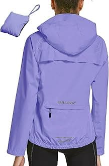 BALEAF Women's Rain Jackets Waterproof Windbreaker Windproof Running Lightweight Cycling Jackets Reflective Packable Hooded