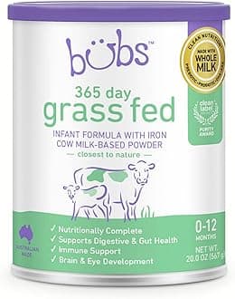 365 Day Grass Fed Infant Formula with Iron, Cow Milk-Based Powder for Infants 0-12 Months, Made with Non-GMO Milk, 20 oz