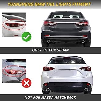 YUANZHENG VLAND LED Sequential Tail Lights Compatible for Mazda 3 Axela 2014-2018, Reverse Running Brake LED Rear Lamp assembly, Smoked Lens, Not For Hatchback