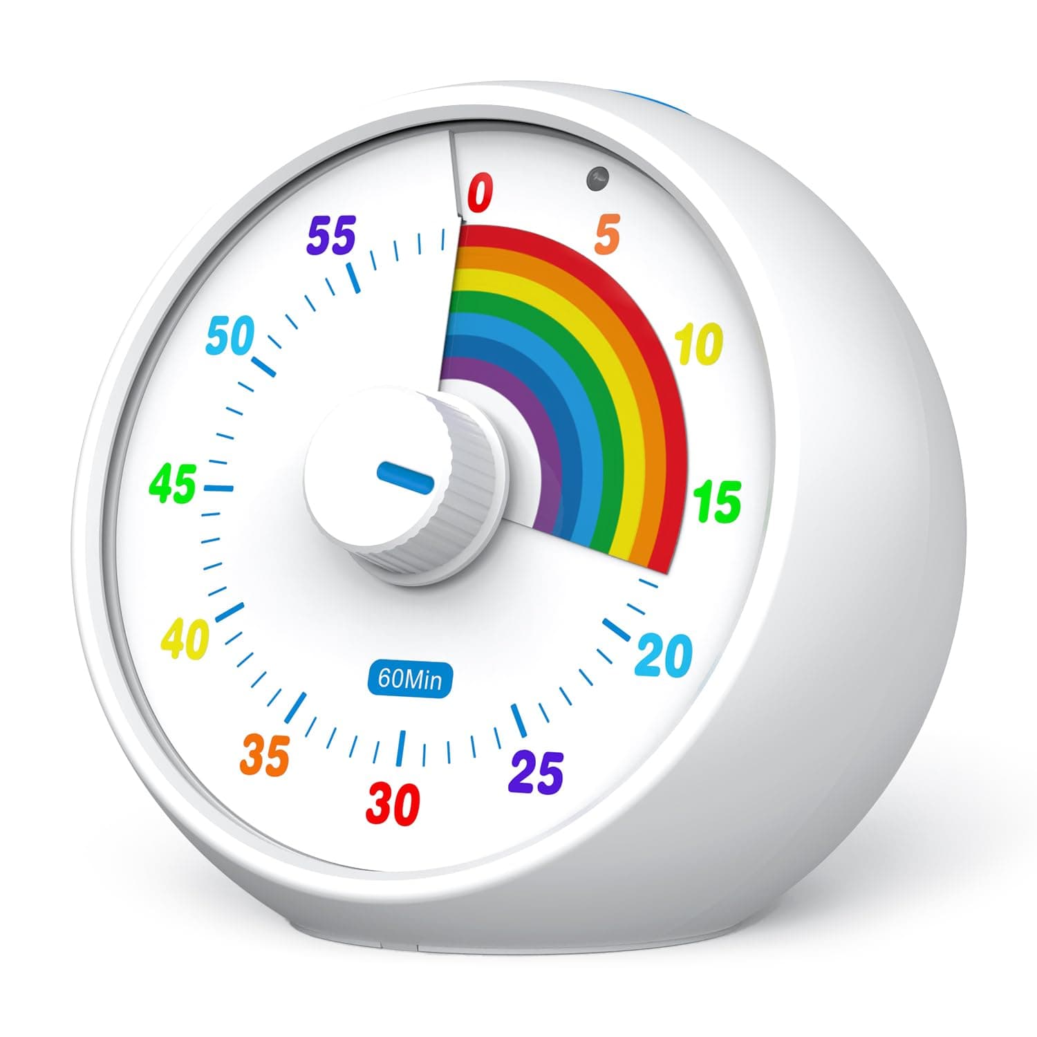 Visual Timer for Kids, 60-Minute Countdown for Classroom Office Kitchen, Desk Timer Kids Time Management Tools with Silent Operation, Pomodoro Time Rainbow Pattern (White)
