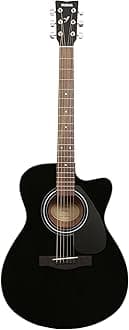 Yamaha FS80C Concert Cutaway Acoustic Guitar – Black, Spruce Top, 6-String Full-Size Guitar with Rosewood Fingerboard, Ideal for Beginners & Intermediate Players