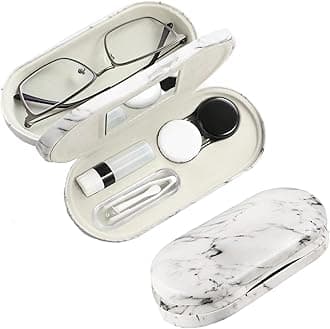 AITIME 2 in 1 Double Sided Portable Contact Lens and Eyeglasses Case, Marblin...