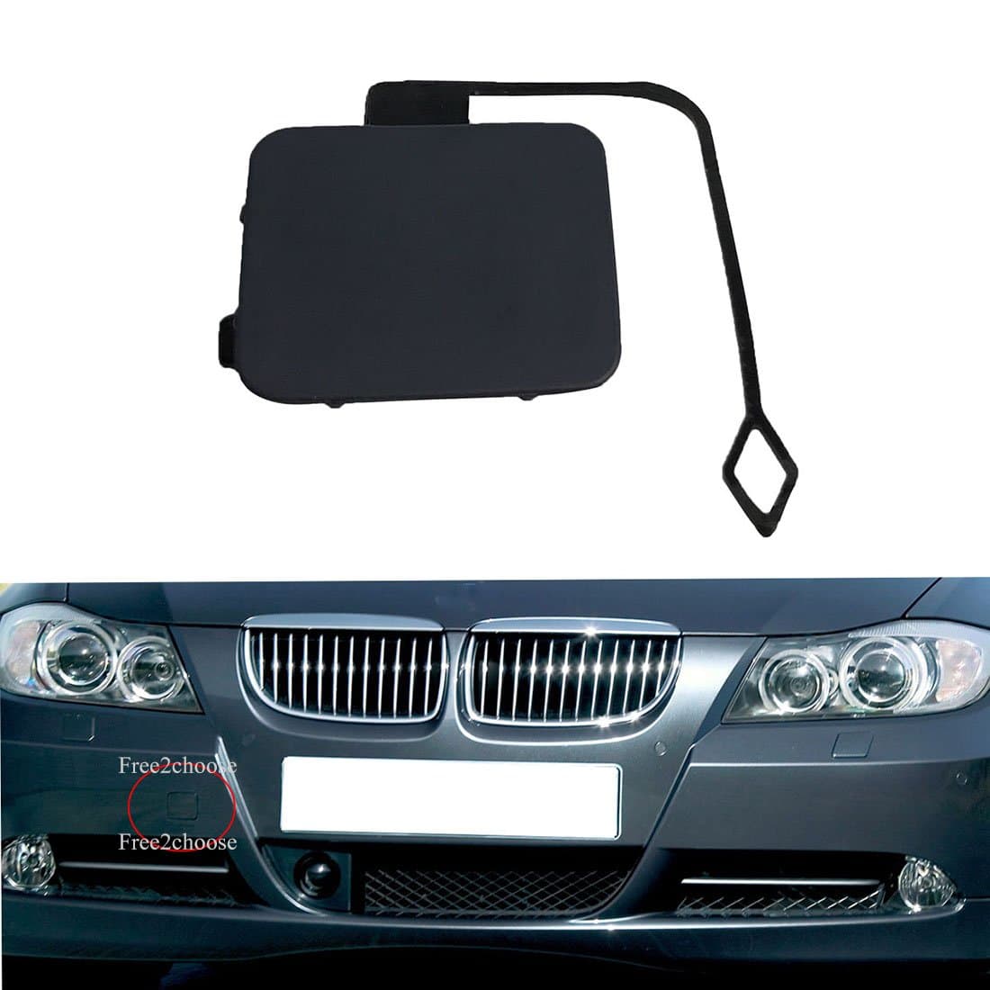 Free2choose Front Bumper Tow Hook Cover Cap for E90 E91 2005 2006 2007 2008 318i 320i 328i 330i 3(Primer)
