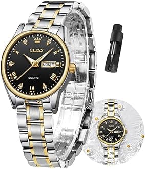 OLEVS Women Watch Silver and Gold Round Waterproof Stainless Stretch Band Watch for Women Luxury Jewelry Dress Analog Quartz Womens Watches with Light Up Face Classic Original Elegant Ladies Watch