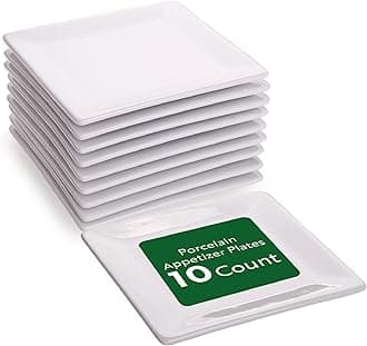 Mini Porcelain Plate - Square - 3" with a Raised Edge - Porcelain Edge Plate for Desserts, Appetizers and more - 10ct Box - Restaurantware