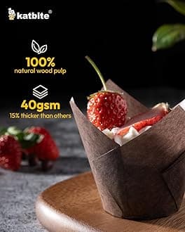 Katbite Cupcake Cases Standard Muffin Liners Heavy Duty Disposable Baking Cups (Dark Brown)