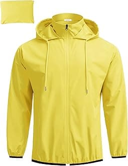 COOFANDY Men's Light Rain Jacket with Hood Packable Waterproof Raincoat Golf Rain Gear Travel Hiking Windbreaker
