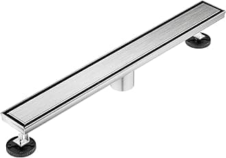 Brushed 60-Inch Linear Shower Drain,with 2-in-1 Flat & Tile Insert Brushed Cover, Rectangle Shower Floor Drain, Floor Shower Drain with Adjustable Leveling Feet, Hair Strainer