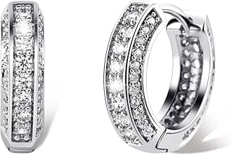 TOPGRILLZ Iced Out Hoop Earrings Cubic Zirconia Huggie Cartilage Cuff Diamond Hypoallergenic 14K Gold Plated Luxury Fashion Round Circle Earrings Jewelry Gift for Men Women, Copper, Cubic Zirconia