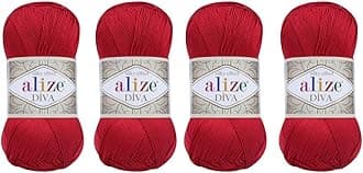 Alize 4 Balls Hand Knitting Yarn 100% Microfiber Acrylic Yarn Diva Silk Effect Thread Crochet Art Lace Craft Lot of 4 skeins 400gr 1532yds (106)